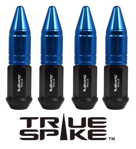 1/2-20 89MM LONG APOLLO SPIKE FORGED STEEL LUG NUTS WITH ANODIZED ALUMINUM CAP 46-17 JEEP CJ, TJ, WRANGLER 79-14 FORD MUSTANG / CAP: 20MM DIAMETER 51MM HEIGHT PART # LGC049