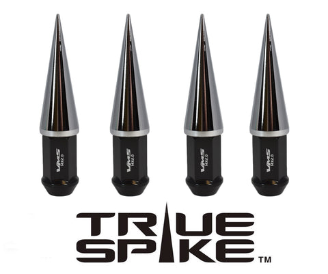 1/2-20 112MM LONG CNC MACHINED FORGED STEEL EXTENDED SPIKE (25MM DIAMETER) LUG NUTS ANODIZED ALUMINUM CAPS / 25MM CAP DIAMETER 73MM CAP LENGTH PART NUMBER LGC024