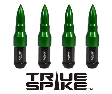 12X1.25 MM 112MM LONG CNC MACHINED FORGED STEEL EXTENDED BULLET SPIKE (25MM DIAMETER) LUG NUTS ANODIZED ALUMINUM CAPS / 25MM CAP DIAMETER 73MM CAP LENGTH PART # LGC027