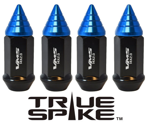 1/2-20 62MM LONG CNC MACHINED FORGED STEEL EXTENDED SMALL SPIRAL SPIKE LUG NUTS ANODIZED ALUMINUM CAP / 20MM DIAMETER 21MM HEIGHT PART # LGC011