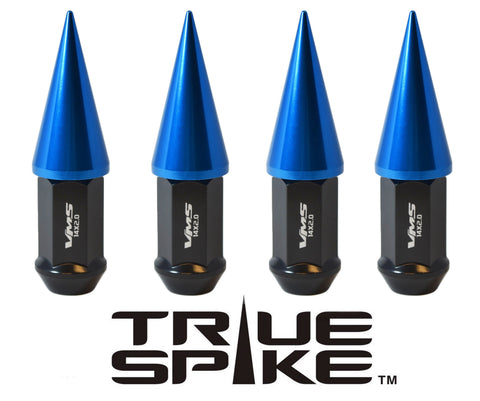 12x1.25 MM 89MM LONG CNC MACHINED FORGED STEEL EXTENDED SPIKE (25MM DIAMETER) LUG NUTS ANODIZED ALUMINUM CAPS / 25MM CAP DIAMETER 51MM CAP LENGTH PART NUMBER LGC020