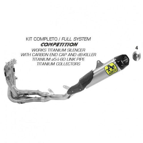 Arrow Honda CBR1000RR 20 -23 Competition Full System High Version With Titanium Works Silencer With Carbon End Cap E Db Killer 71212ckz