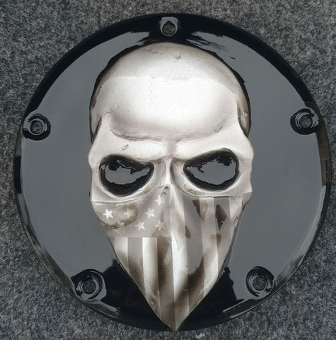3D skull bandit with American Harley bandanna Derby  Cover