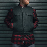 Lowside Black Men's Motorcycle Canvas Vest