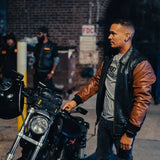 Moto Bomber Two Tone - Men's Leather Jacket Cognac