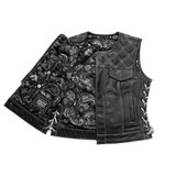 Bonnie - Women's Motorcycle Leather Vest - Diamond Quilt