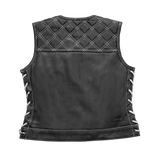Bonnie - Women's Motorcycle Leather Vest - Diamond Quilt