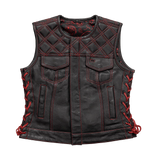 Bonnie - Women's Motorcycle Leather Vest - Diamond Quilt