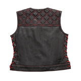 Bonnie - Women's Motorcycle Leather Vest - Diamond Quilt