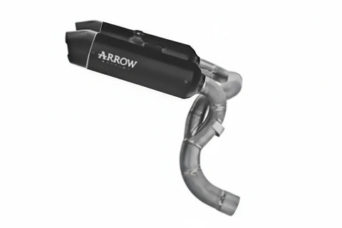 Arrow  Ducati Panigale V2/V2s E5+ 2025 2026 Rh/Lh Round Sil Titanium Dark Silencers + Stainless Steel Link Pipe 77004prn