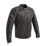 Crusader Men's Motorcycle Leather Jacket Brown Beige