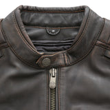Crusader Men's Motorcycle Leather Jacket Brown Beige