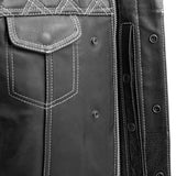 Downside Men's Motorcycle Leather Vest Orange and Green