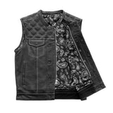 Downside Men's Motorcycle Leather Vest Orange and Green