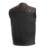 Downside Men's Motorcycle Leather Vest Orange and Green