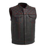 Downside Men's Motorcycle Leather Vest Orange and Green