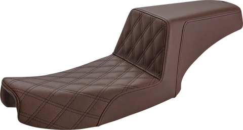 SADDLEMEN Step-Up Seat - Front Lattice Stitch - Brown - Dyna 891-04-172BR