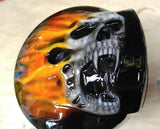 3D skull with realistic flames Harley airl cleaner
