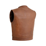 Lowside Men's Motorcycle Leather Vest Cognac