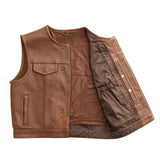 Lowside Men's Motorcycle Leather Vest Cognac