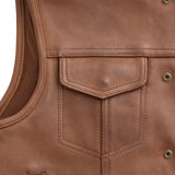 Lowside Men's Motorcycle Leather Vest Cognac
