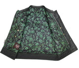 Upside Men's Club Style Leather Vest Orange and Green