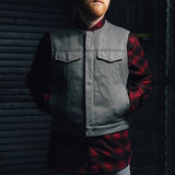 Lowside Grey Men's Motorcycle Canvas Vest
