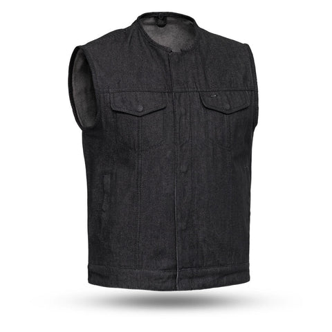 Haywood Men's Motorcycle Denim Vest - Black