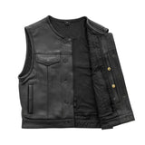 Lowside Men's Motorcycle Leather Vest Cognac