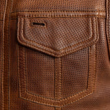 Lowside Men's Perforated Motorcycle Leather Vest Cognac