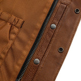 Lowside Men's Perforated Motorcycle Leather Vest Cognac
