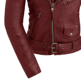 Popstar Women's  Motorcycle Leather Jacket Oxblood