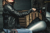 Popstar Women's  Motorcycle Leather Jacket Oxblood
