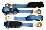 Axle Strap Tie Downs 24" Long & Qty 4 Ratchet Tow Straps Car Haulers, BLUE | 4 PACK