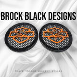 A set of Harley Shark 14-23 Harley Davidson Touring Pack Speaker Grill Cover Guard