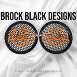 A set of Harley Shark 14-23 Harley Davidson Touring Pack Speaker Grill Cover Guard