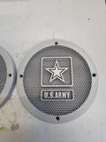A set of Army speakers grill covers