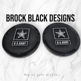 A set of Army speakers grill covers