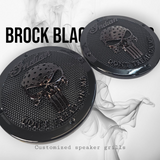 A set of Indian Punisher Dont Tread on me theme speakers grill covers