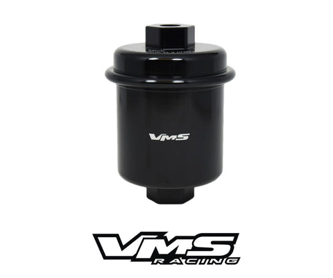 FUEL FILTER HIGH FLOW CNC MACHINED BILLET ALUMINUM STAINLESS STEEL 100 MICRON WASHABLE ELEMENT HONDA CIVIC PRELUDE ACURA INTEGRA CL RL TL / PART # FF100200