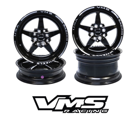 FRONT and REAR DRAG RACE V-STAR 4 LUG WHEEL SET 13X9 & 15X3.5 4X100/114.3 GREAT FOR HONDA CIVIC CRX ACURA INTEGRA / PART # VWST001 VWST003