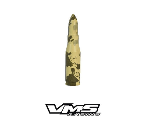 1 PIECE .223 7.62 CALIBER CAL AK47 BULLET STYLE ALUMINUM SHORT ANTENNA KIT DIGITAL CAMO CAMOUFLAGE 3" INCHES LONG / PART # SA032CA