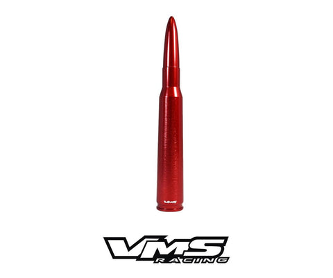 1 PIECE 50 CALIBER CAL BULLET STYLE ALUMINUM SHORT ANTENNA KIT ANODIZED RED 5.5" INCHES LONG / PART # SA033AR