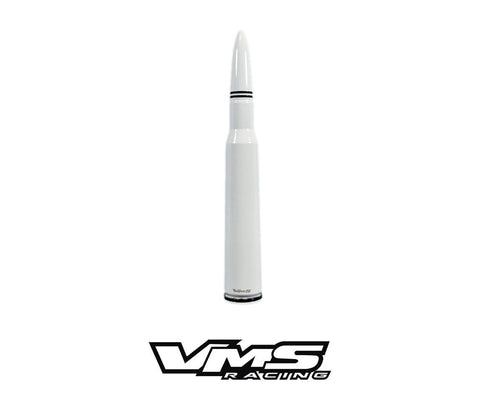 1 PIECE 50 CALIBER CAL BULLET STYLE ALUMINUM SHORT ANTENNA KIT WHITE 5.5" INCHES LONG / PART # SA033WH