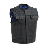 Upside Men's Club Style Leather Vest Orange and Green