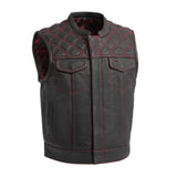 Upside Men's Club Style Leather Vest Orange and Green