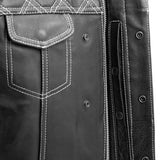 Upside Men's Club Style Leather Vest Orange and Green