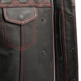 Upside Men's Club Style Leather Vest Orange and Green