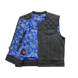 Upside Men's Club Style Leather Vest Orange and Green