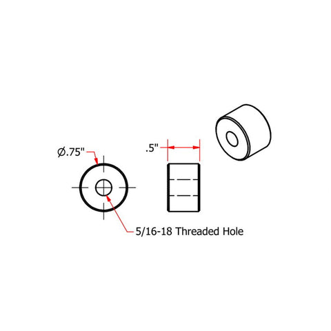 Steel Bungs 5/16-18 Threaded 1/2 inch Long by TC Bros